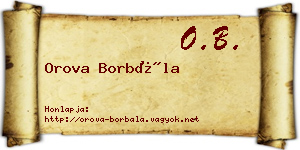 Orova Borbála névjegykártya
